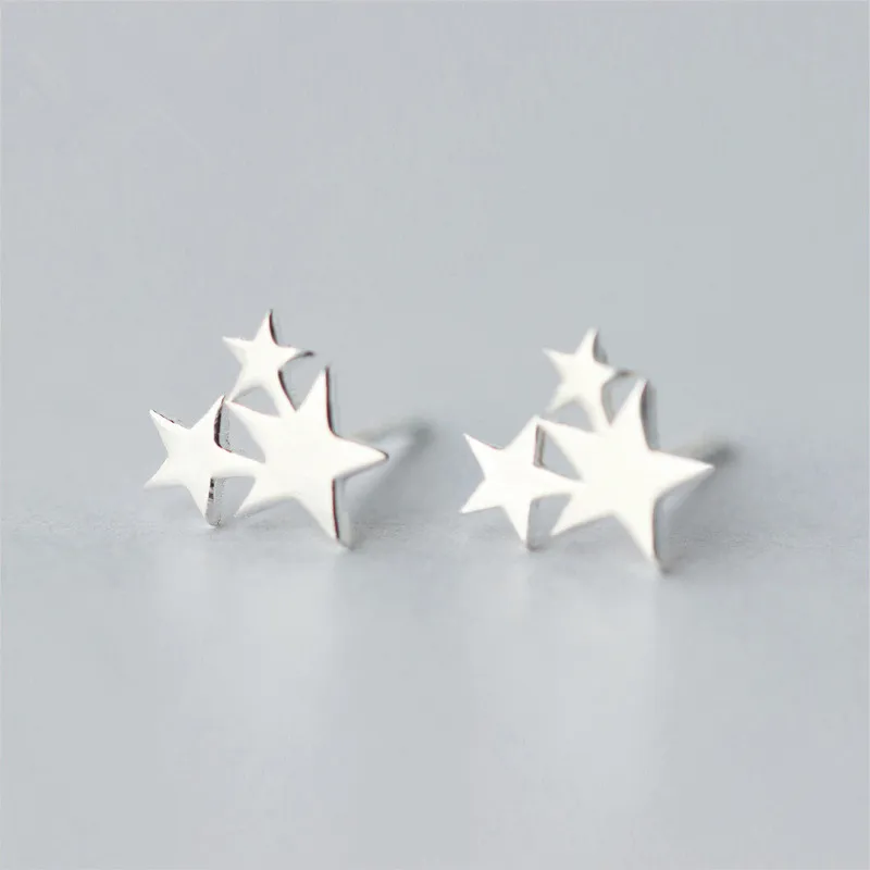 925 пробы серебряные серьги-гвоздики со звездами для женщин элегантные свадебные
