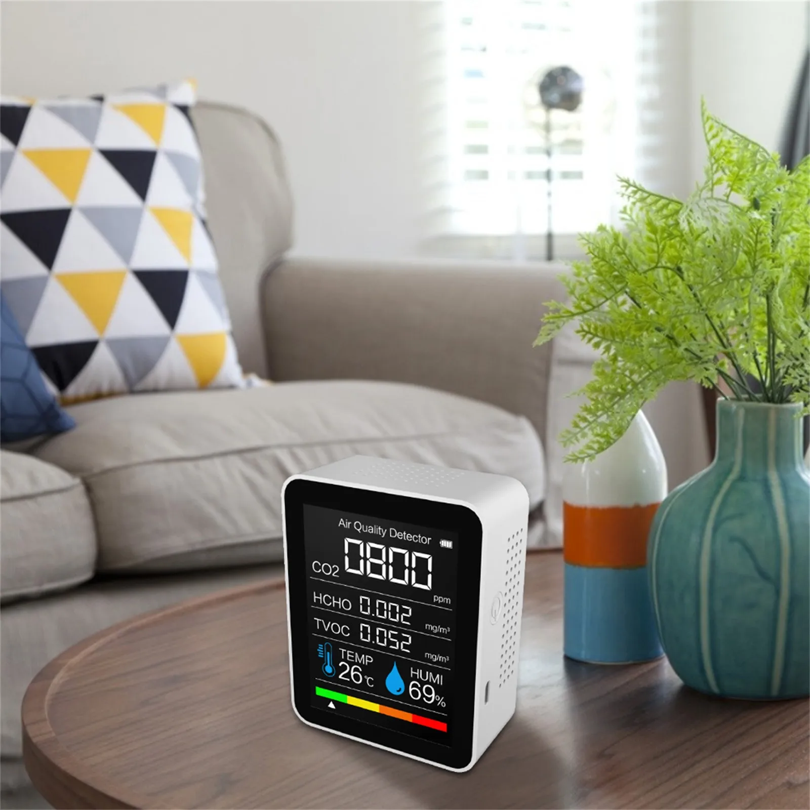 

3in 1 Indoor Air Quality Monitor LCD Digital CO2 Air Quality Meters Real Time Intelligent Air Quality Sensor Tester CO2 Detector