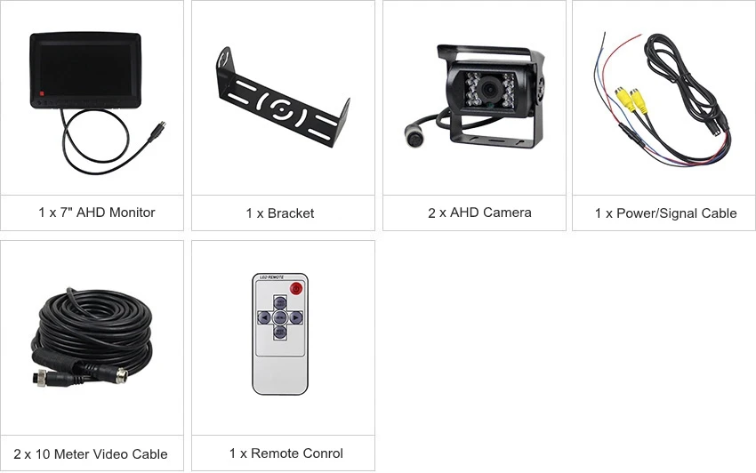 DIYKIT AHD 7 дюймов TFT ЖК-дисплей автомобильный монитор заднего вида монитор 2 x Водонепроницаемый ИК Ночное видение 960P AHD резервного копирования Камера 1V2