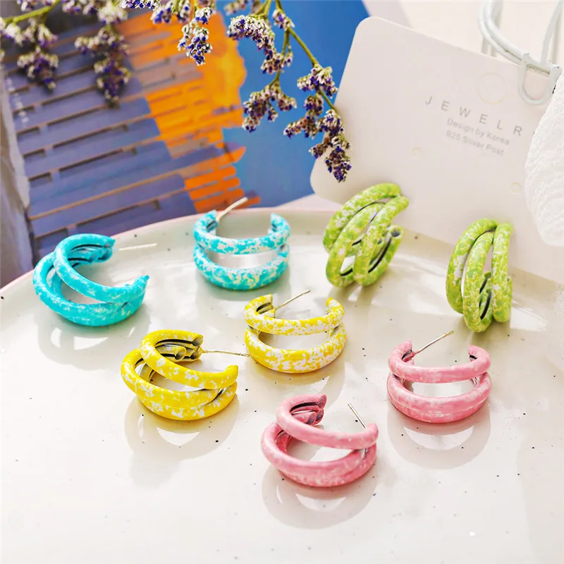 

Women Fashion Color Alloy Big Hoop Earrings 2021 Trend Jewelry Gift