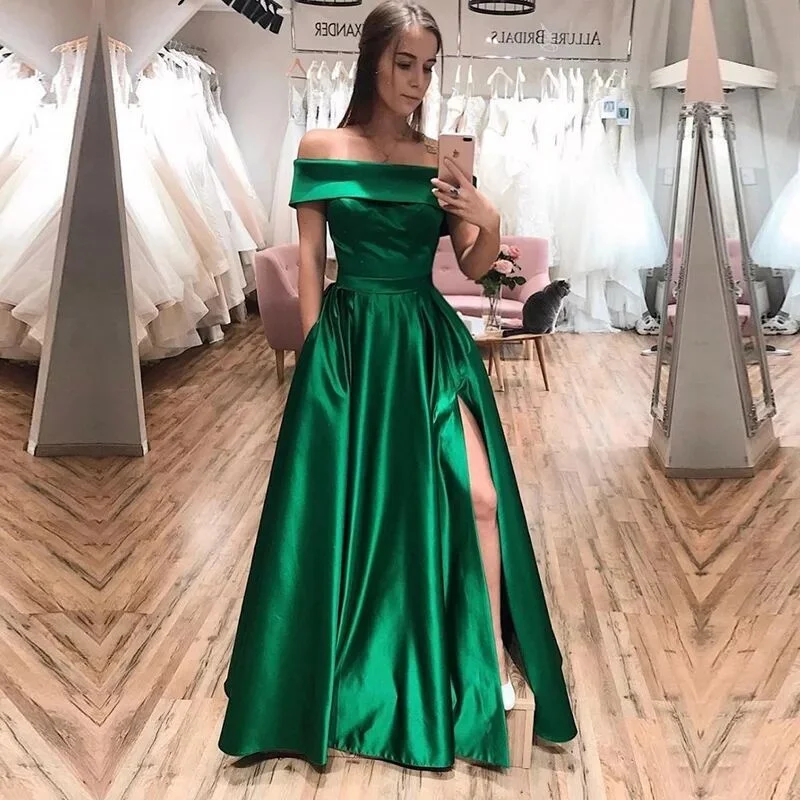 

Ladies' One-shoulder Satin Simple And Elegant Evening Dress One-shoulder Open Back Sexy And Generous