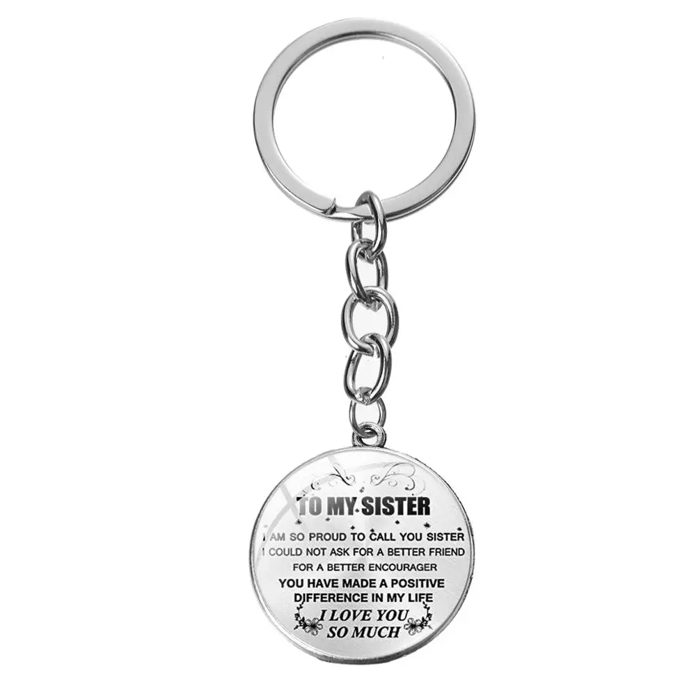 Сестре брелок дружбы творческий с принтом букв Стекло кабошон Лучший подарок на