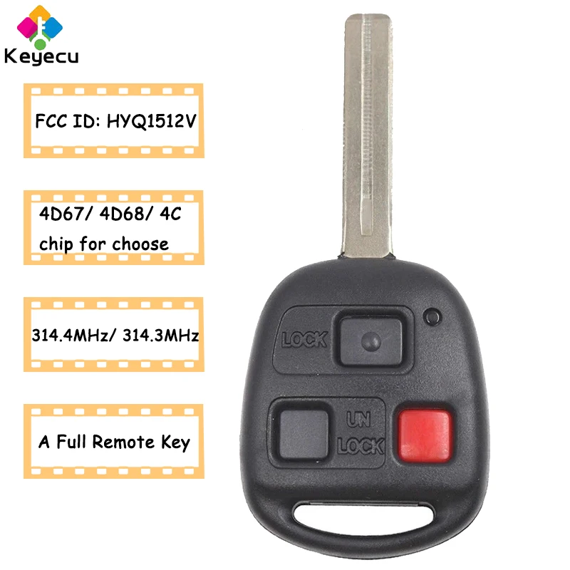 KEYECU дистанционное управление головкой Автомобильный ключ с 3 кнопками 314 4 МГц 4D67/