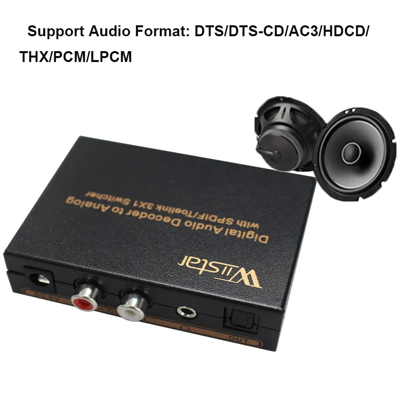 Wiistar SPDIF/TOSLINK оптическое аудио 3x1 переключатель цифровой оптический на аналоговый