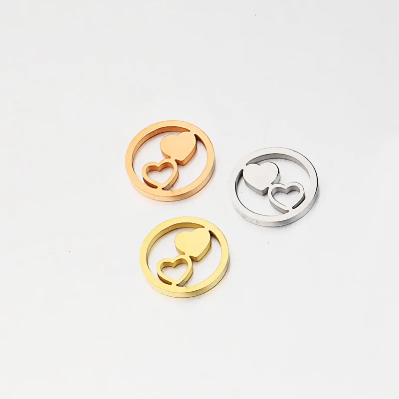 

10pcs/Lot Round Heart Star Charms Mirror Polish Stainless Steel Pendants for DIY Jewelry Making Necklace Bracelet Connector