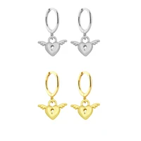 fashion gold silver color glossy angel dangle earrings simple round circle hoop earrings for women jewelry gift