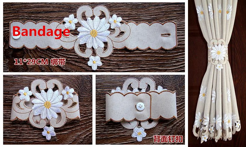 

Half-curtain White Sunflower Flower Embroidered Wear Blackout Embroidery Hem Curtain for Kitchen Cabinet Door christmas