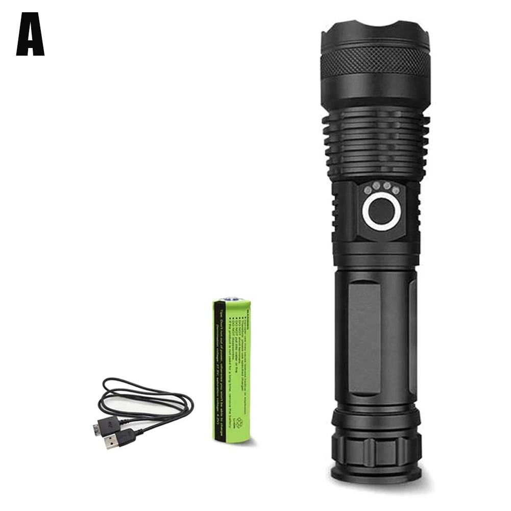 

120000 LM Powerful LED Flashlight USB Zoom Torch Aluminum Alloy Battery Indicator DQ-Drop