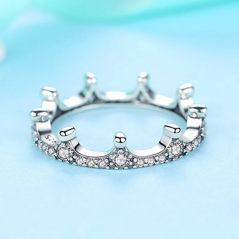 Королевская корона кольцо Аутентичные 925 стерлингового серебра с украшением в