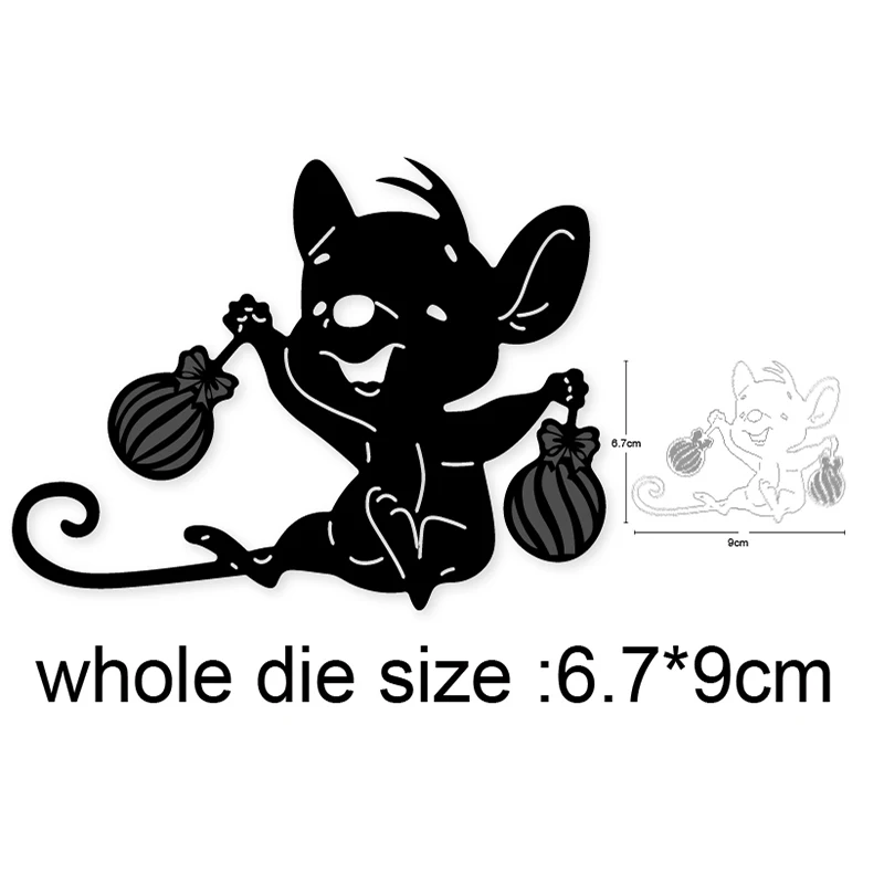 

Christmas Mouse Holding Lantern Metal Cutting Dies Scrapbooking Stencils dies Album Cards Embossing Die Cuts Craft Dies 2020 NEW