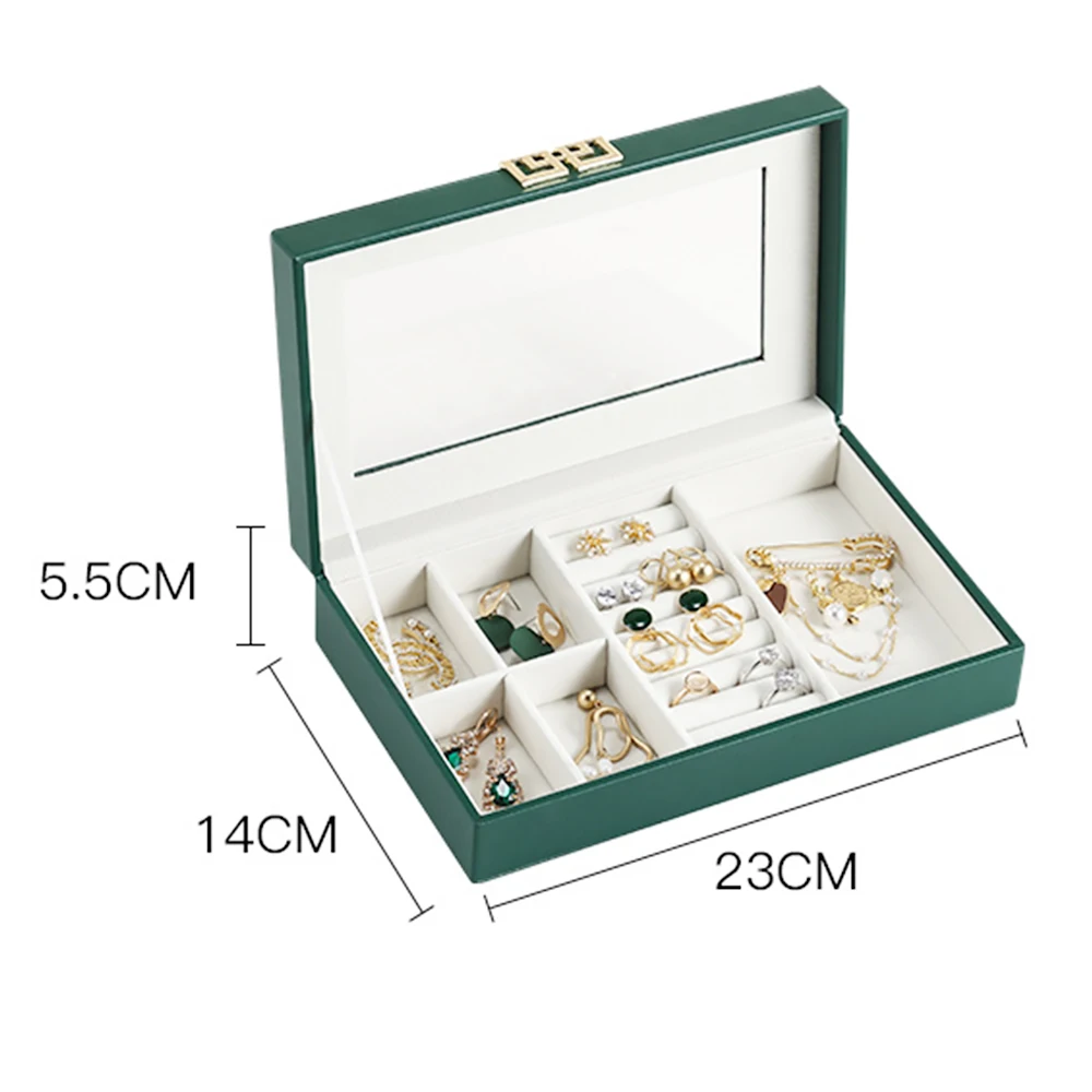 

Single Layer Jewelry Organizer Box Storage Display with Transparent Acrylic Travel Jewelry Holder with Multiple Compartments