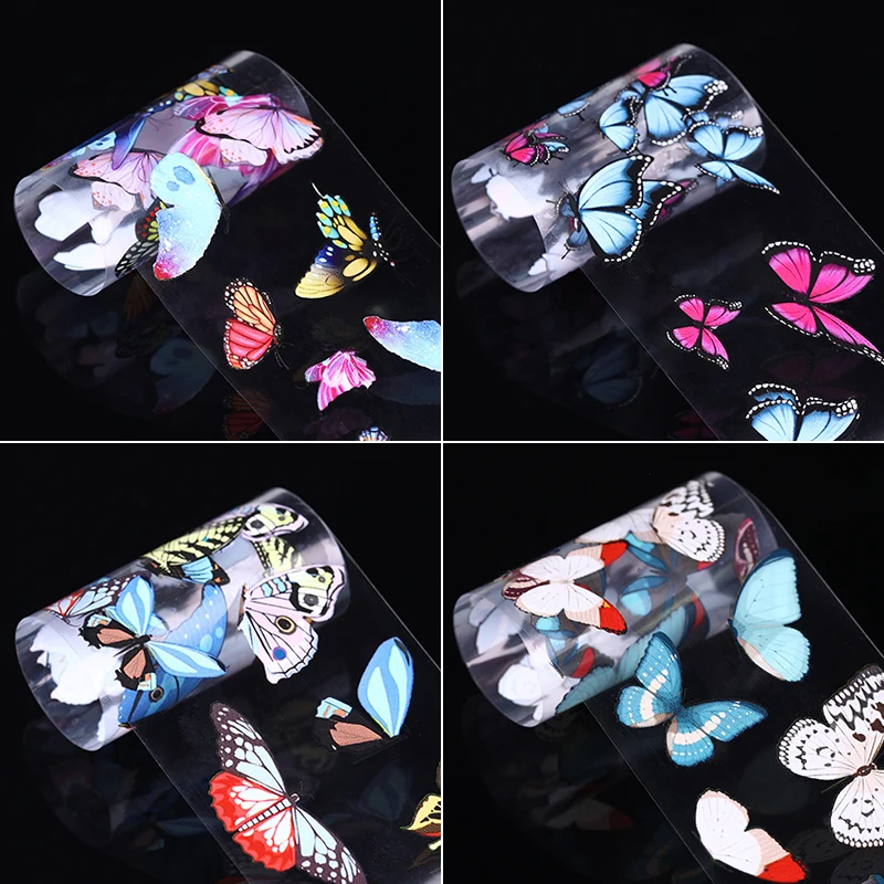 

10Pcs Blue Butterfly Nail Foils Holographics Stickers for Nails Art Decals Sliders Transfer Paper Wraps DIY Manicures Decor Tips