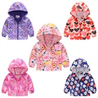 Повседневное пальто с длинными рукавами для девочек; Милая детская куртка с рисунком; Ветровка с капюшоном; Водонепроницаемый дождевик; Детская верхняя одежда для маленьких девочек