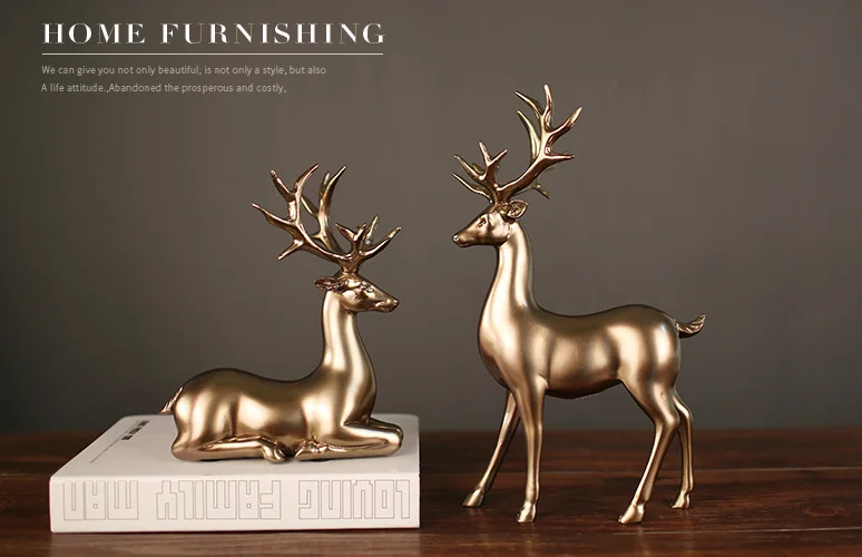 Скандинавская статуя из смолы, позолоченные олени sika deers, фотоэлемент, аксессуары a1992