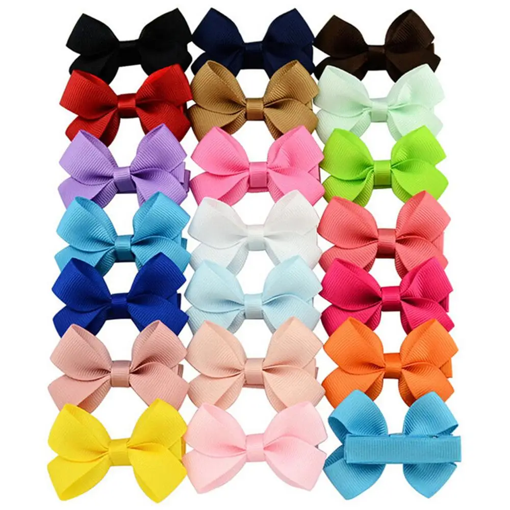 

20Pcs Cute Hair Bows Boutique Alligator Clip Grosgrain Ribbon For Girl Baby Kids
