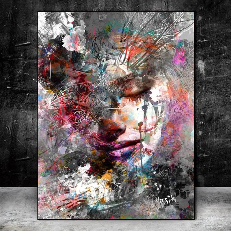

Abstract Graffiti Art Wall Paintings Print On Canvas Pop Art Canvas Prints Modern Girls Oil Paintings For Living Room Wall Decor