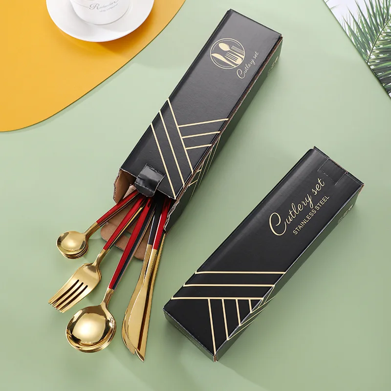 

Набор столовых приборов из нержавеющей стали, комплект из 16 предметов серебристого и золотистого цвета, Роскошная Посуда в подарочной коро...
