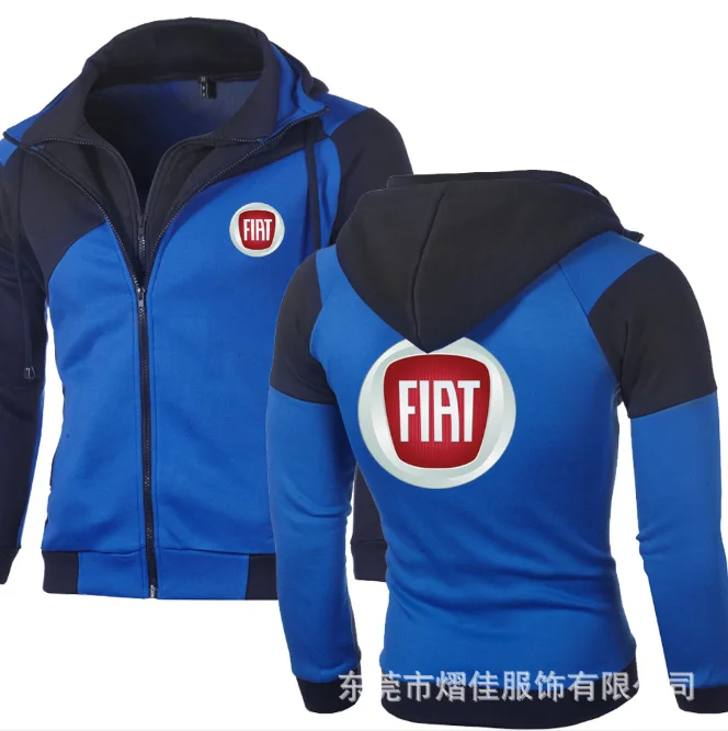 

New For Fiat sports Series Sweatshirts DoubleZipper Jacket Pocket Zipper Hoodie Men Cotton Jacket Coat