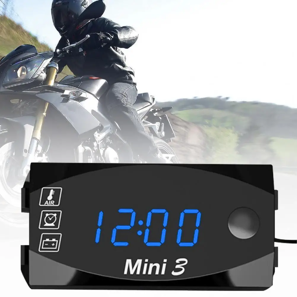 

85% Hot Sales! Electronic Clock Thermometer Voltmeter IP67 3 in 1 12V Electronic Gauge for Motorcycle thermometer