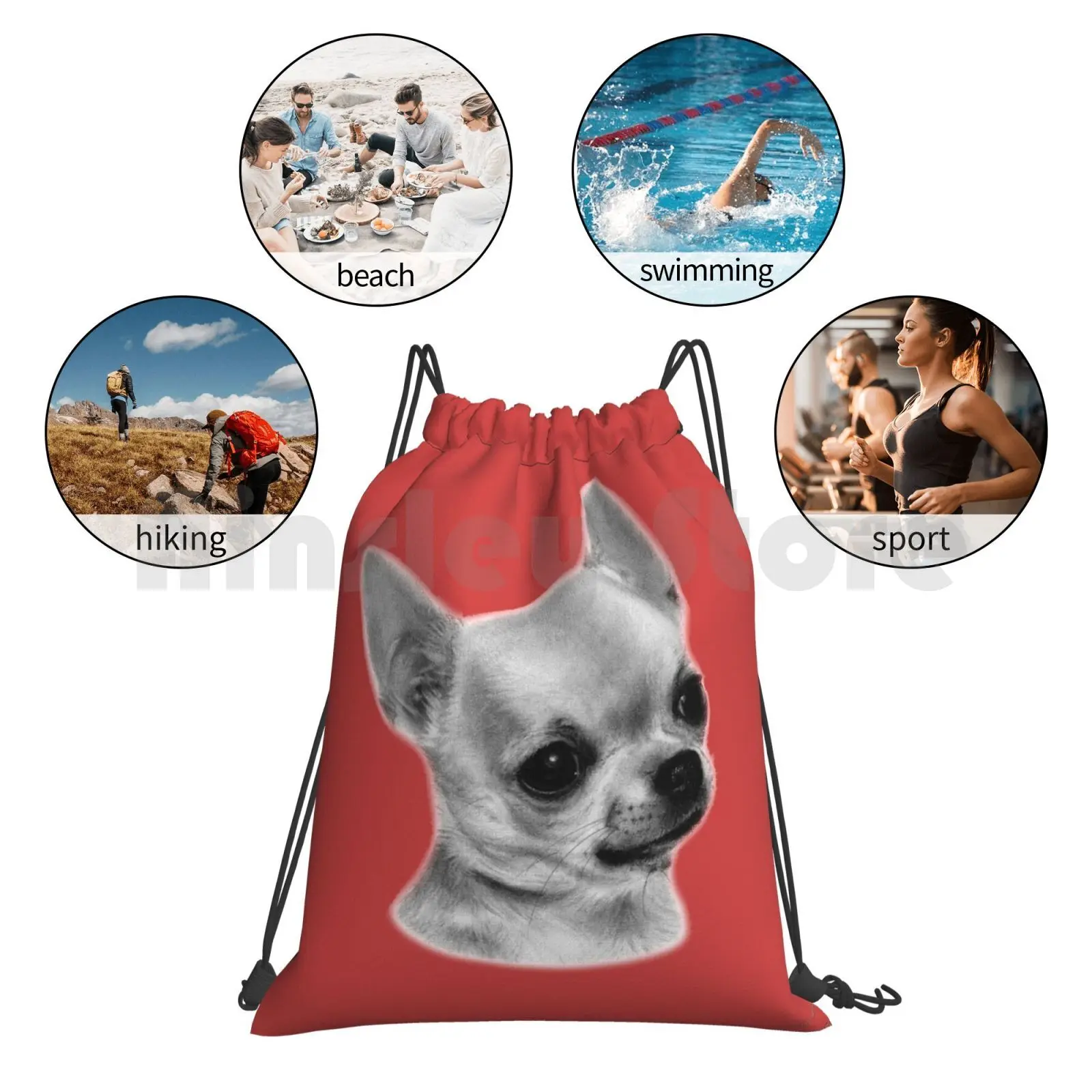 

Chihuahua Backpack Drawstring Bags Gym Bag Waterproof Chihuahua Chihuahuas Dog Dogs Pet Pets Dog In Art Chihuahua