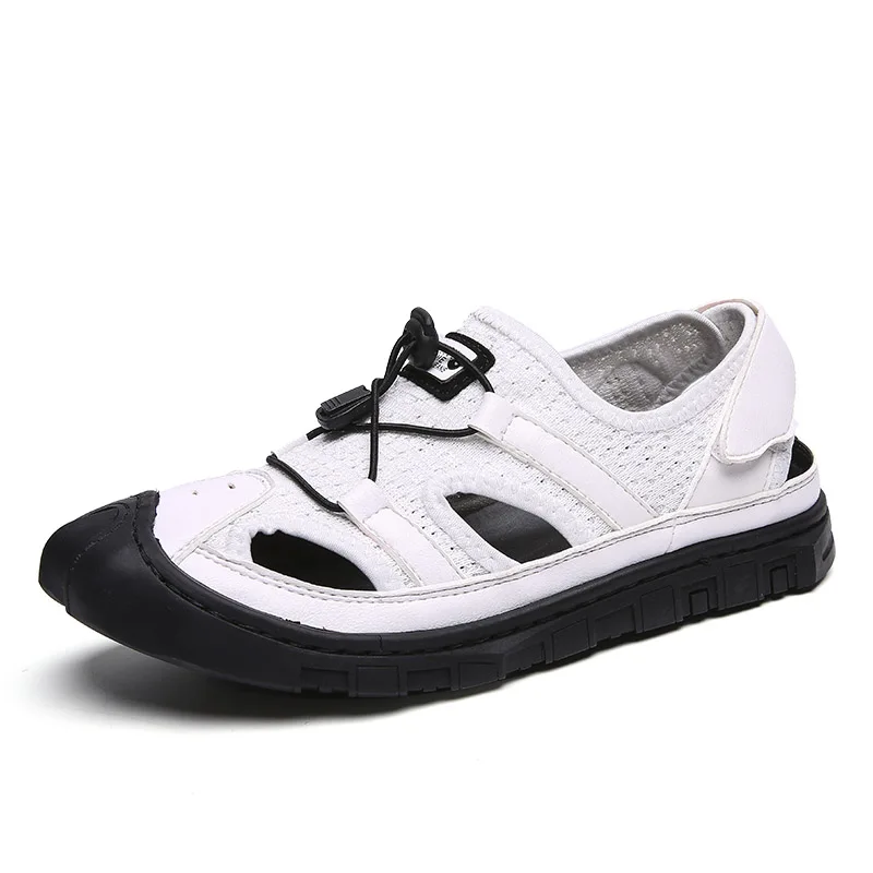 Новинка летние сандалии пляжные мужские шлепанцы из натуральной кожи удобные