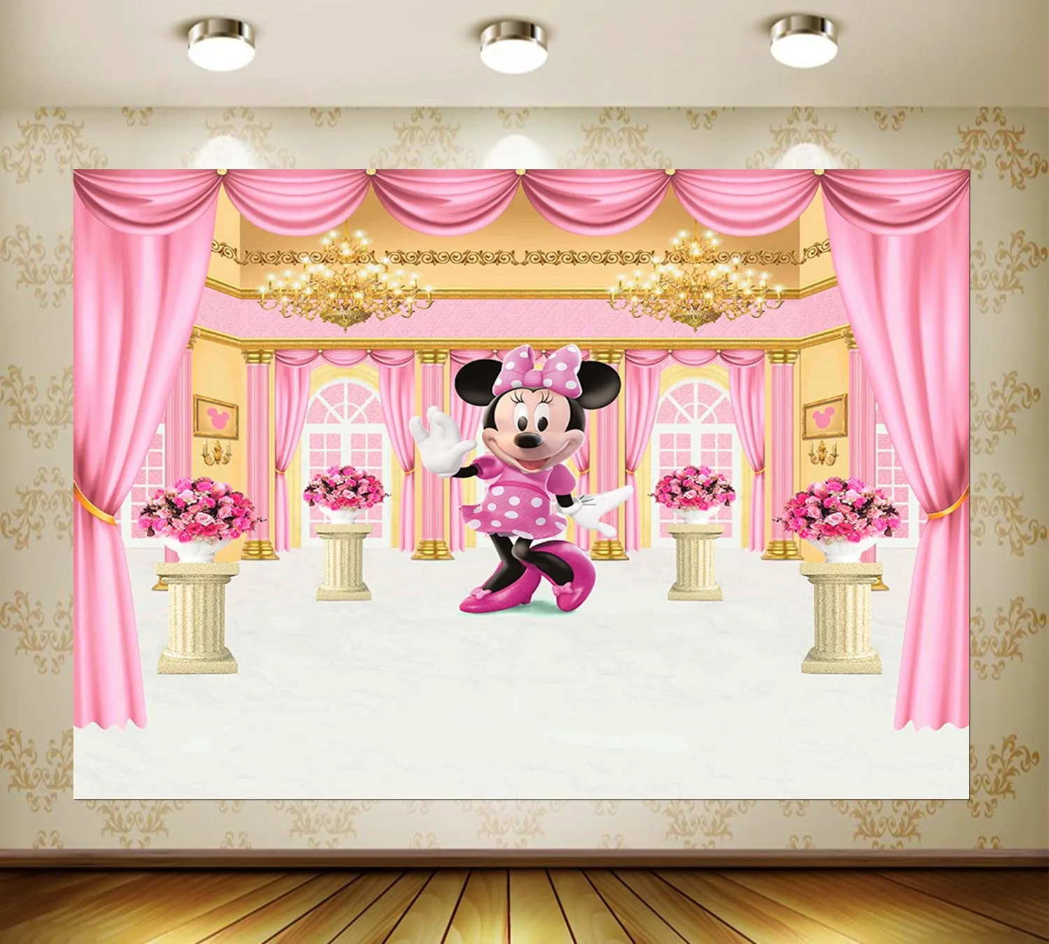 Милая тема Микки Минни Мауса фотография искусственная виниловая ткань товары