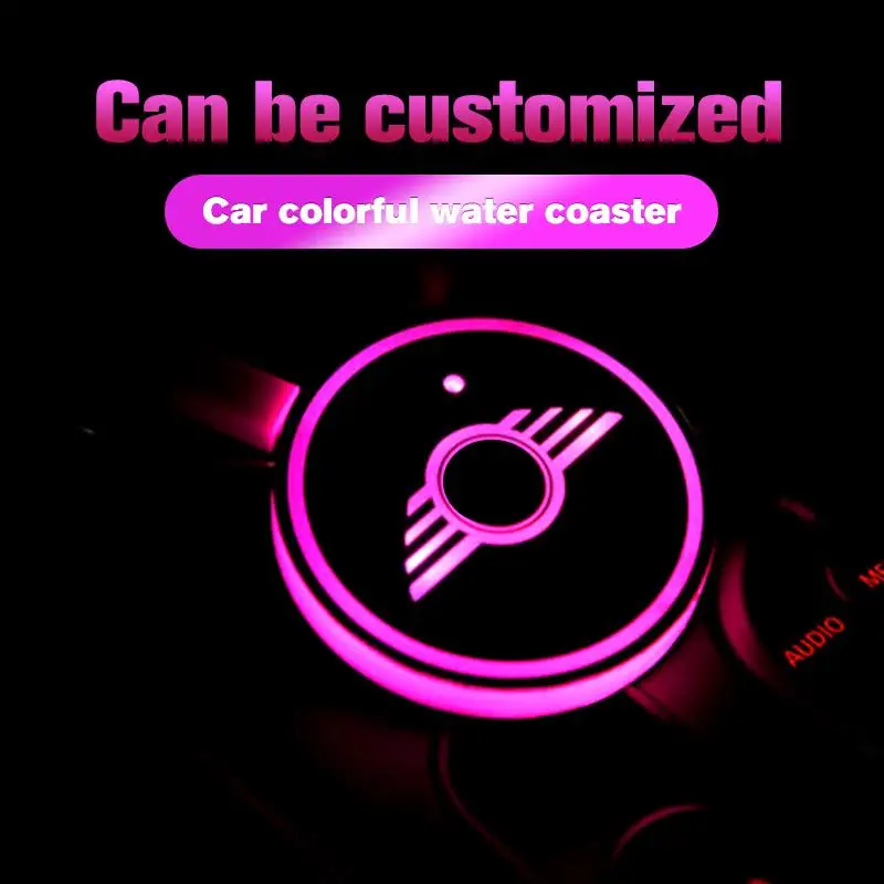 Новый DIY 2 шт. светодиодный автомобильный логотип красочный Коврик для чашки воды