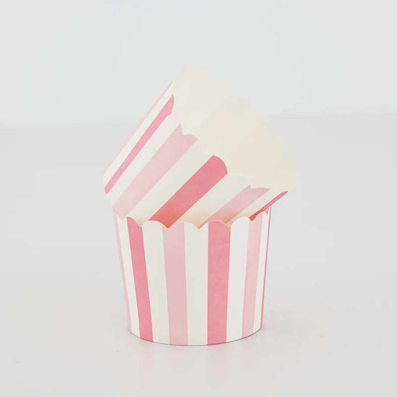 

20PCS Disposable Pink Stripe Paper Cake Wrap Muffin Moulds Chocolate Cupcake Baking Girl Birthday Party Wedding DIY Eco-Friendly