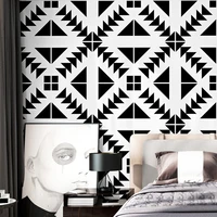 black and white wallpaper square lattice nordic style modern simple ceiling living room bedroom tv background wallpaper