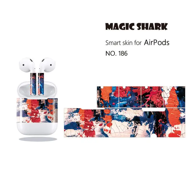 Высококачественная красочная наклейка Magic Shark чехол пленка из ПВХ для Airpods 186