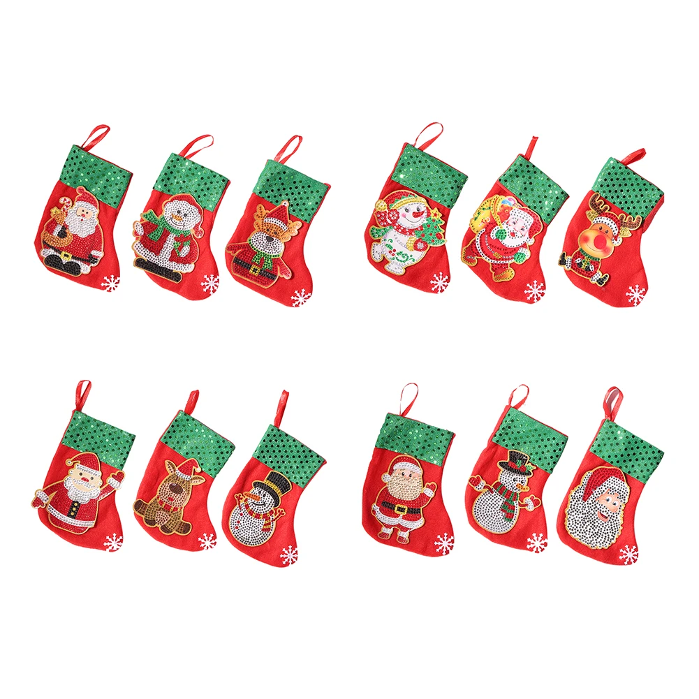 

2021 New Product 3PCS Christmas Socks DIY Diamond Painting Christmas Tree Ornaments Home Children's Candy Gift Socks Bag