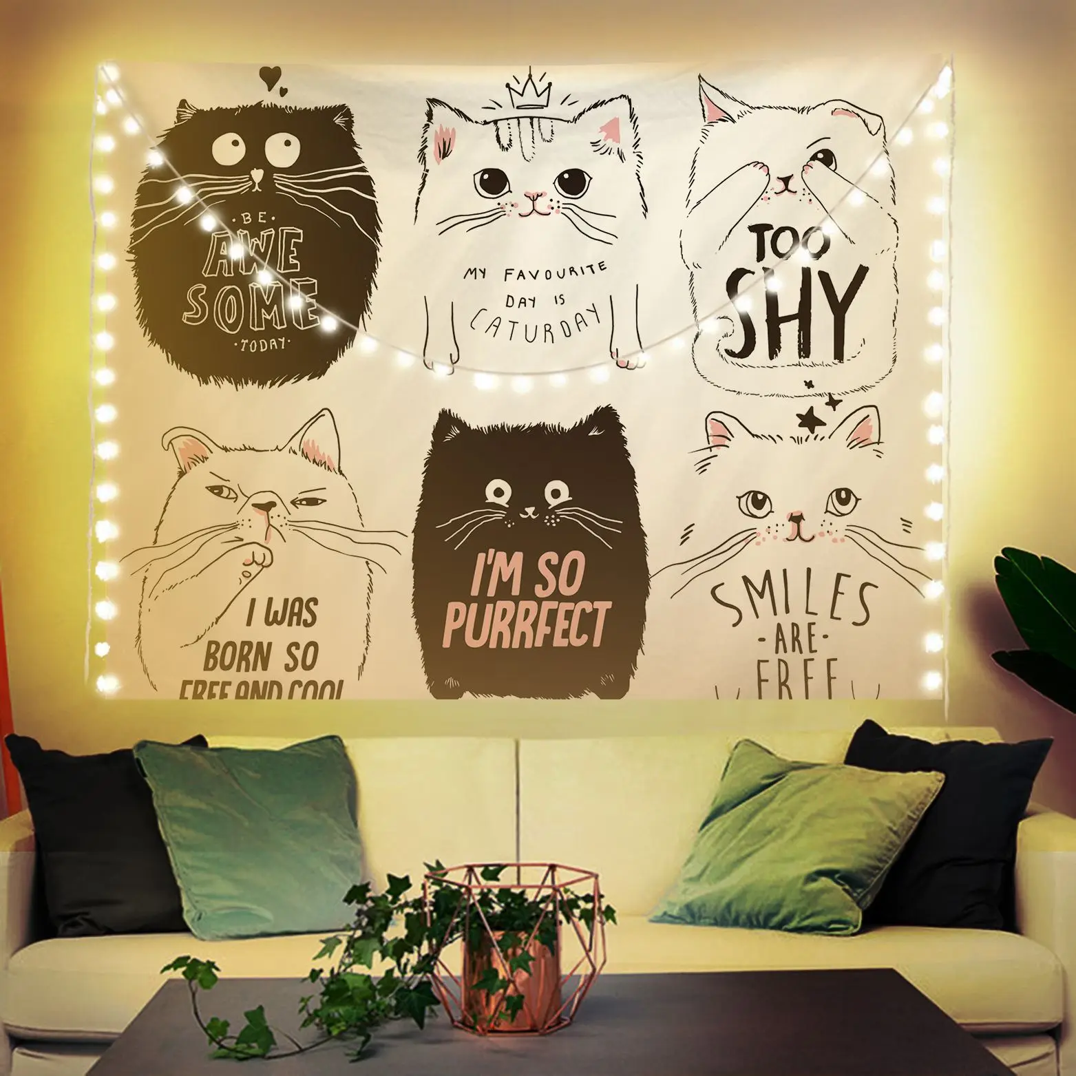 

Aggcual Cute animal cat tapestry wall Digital Printing deco living room home Wall Hanging Background cloth farmhouse mural Tap10
