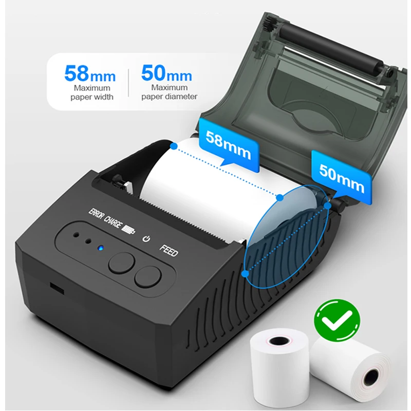 Миниатюрный Термопринтер для чеков портативный карманный Pos принтер с Bluetooth