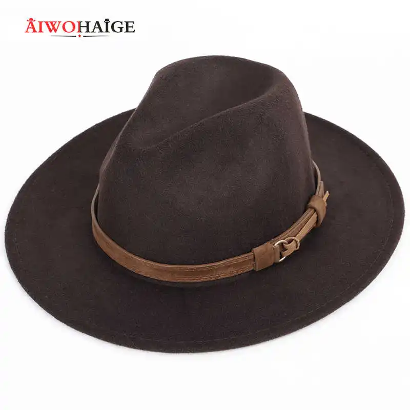 

2021 Autumn winter men's fedoras women's felt hat Ladies sombrero jazz Male bowler hat outdoor vintage top hats large size