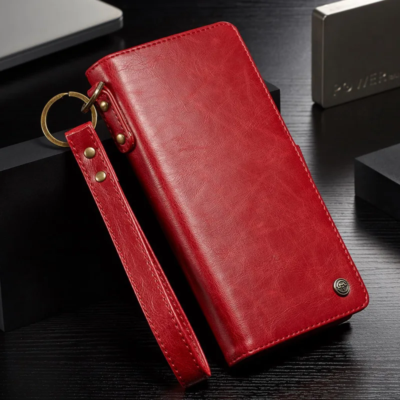 Чехол-кошелек для Samsung Note 8 9 10 S8 S9 S10 Plus E флип съемный кожаный чехол-держатель для карт чехол для телефона Note10 Note10+ сумка - Цвет: Красный