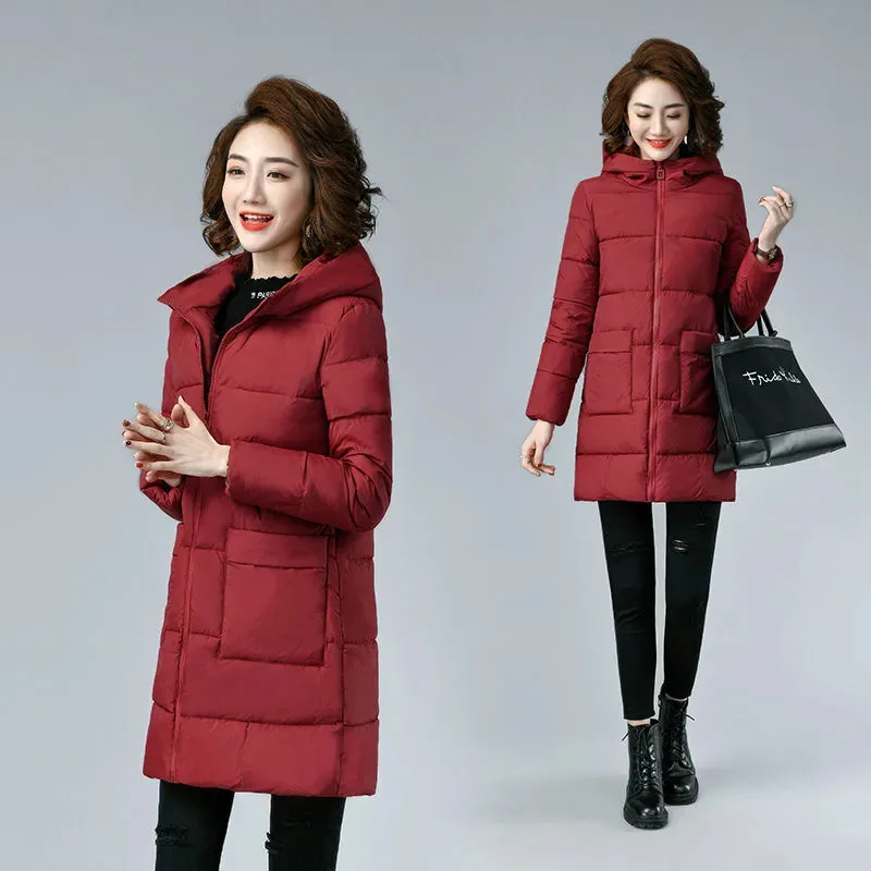 Женская зимняя пуховая куртка с капюшоном большого размера|Женские парки| |