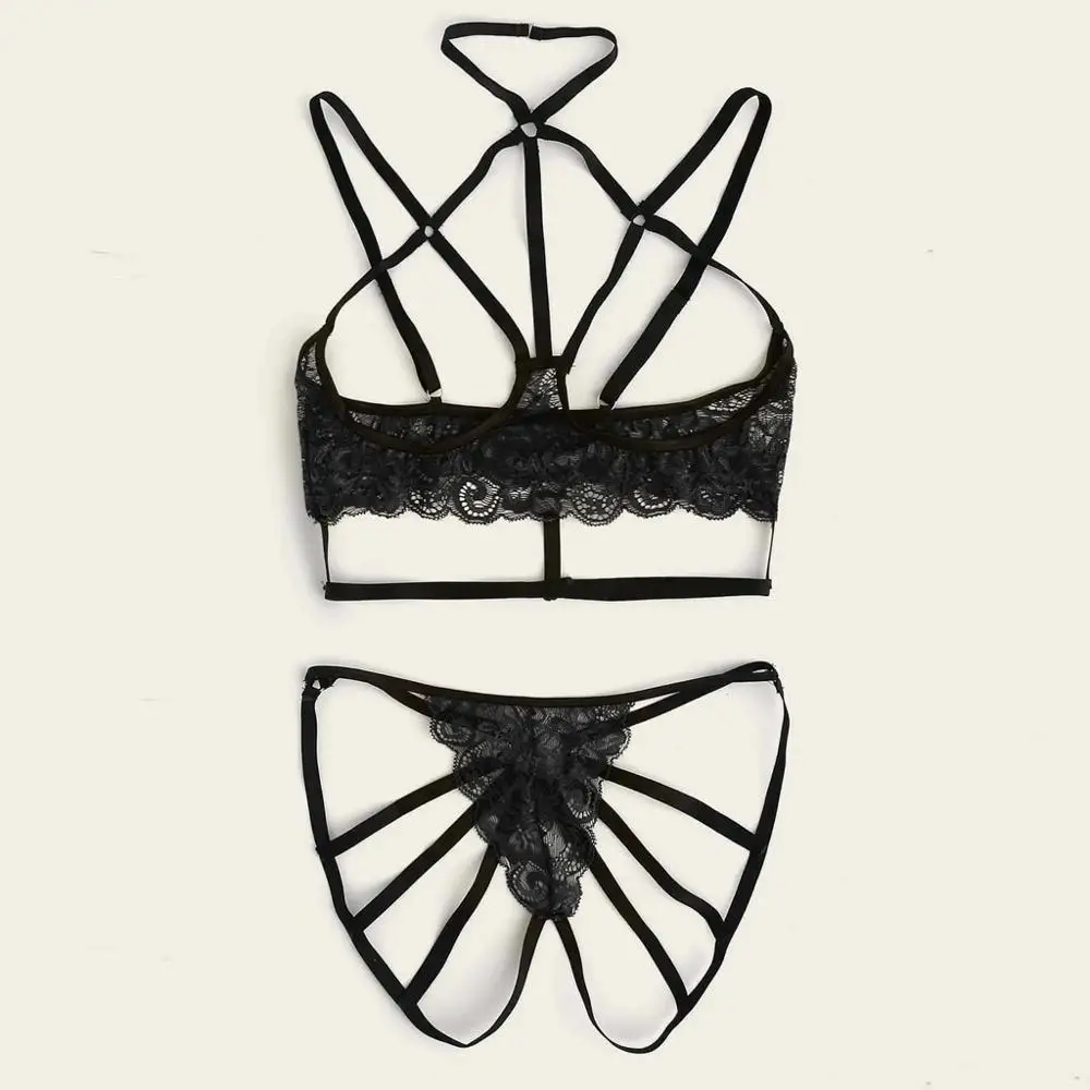 Новинка женское кружевное нижнее белье большого размера бюстгальтер + стринги