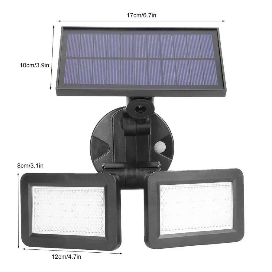 Уличный настенный фонарь на солнечной батарее 48 светодиодов 360 градусов|Уличные