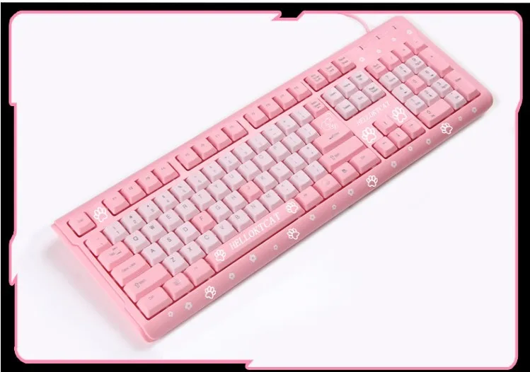 2,4 ГГц Беспроводная настольная клавиатура для ноутбука hello kitty, тонкая розовая Беспроводная клавиатура для девочек