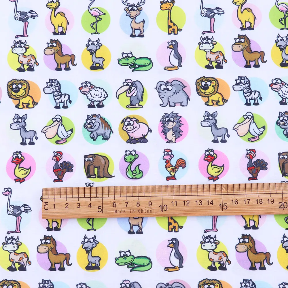 

50*145CM animal pattern Polyester cotton Fabric Patchwor Printed for Tissue Kids Home Textile for Sewing Doll Dress Curtain