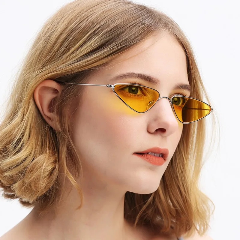 Брендовые классные маленькие металлические солнцезащитные очки для женщин
