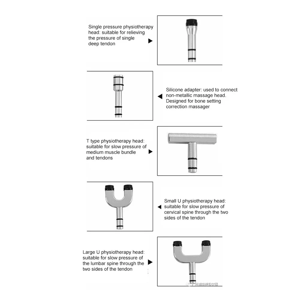 

5pcs Bone Correction Massager Working Head Stainless Steel Spine Correction Appliance Feet Big Bone Massage Instrument Adapter