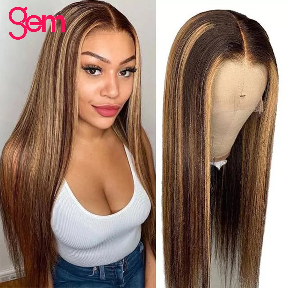 

30 Inch Highlight Wigs Human Hair Wigs For Women Straight Lace Front Wigs Human Hair Pre Plucked Highlight Ombre Human Hair Wigs