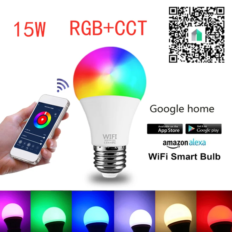 9W WiFi умный светильник лампочка B22 E27 цветная (RGB) Светодиодная лампа работа с