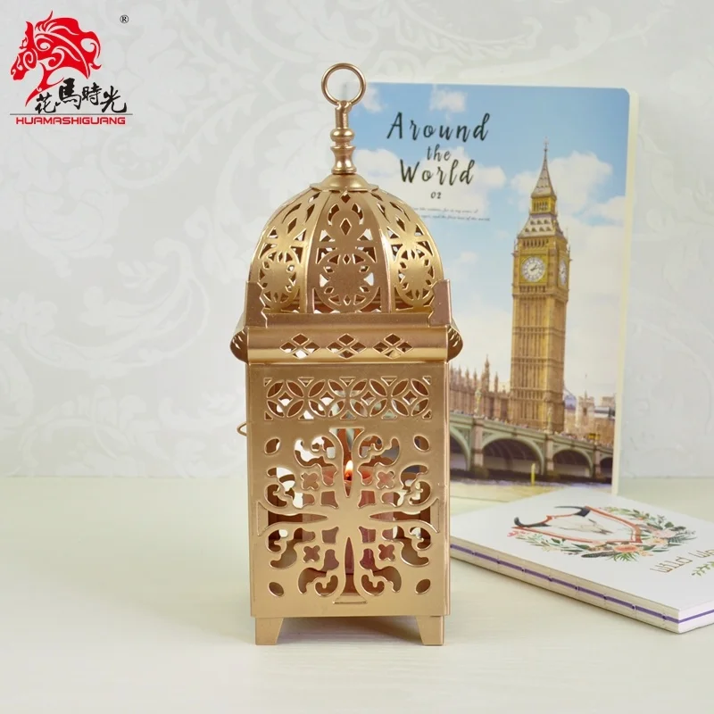 Европейский стиль марокканский Средиземноморский золотой железный подсвечник