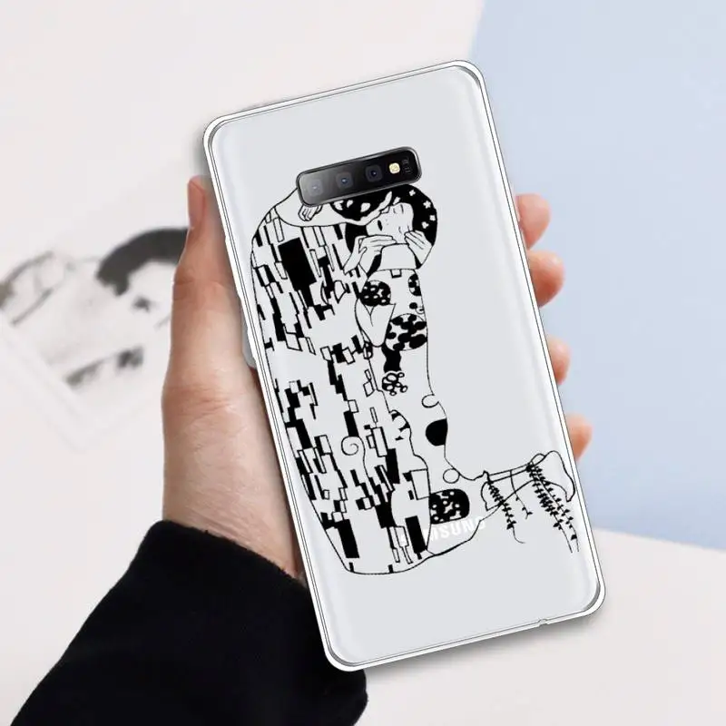 

Funny Abstract Art Lines Phone Case Transparent For Samsung Galaxy A 71 21s S note 8 9 10 plus 20 ultra Anti-fall mobile cover