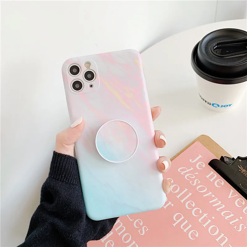 Модный мраморный складной мягкий чехол для телефона с подставкой iPhone 11 Pro Max 7 8 plus X