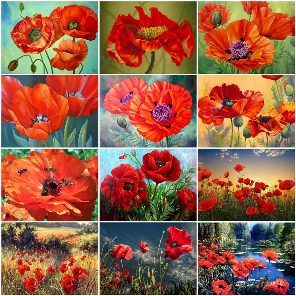 AZQSD алмазная живопись цветок Поппи Рукоделие Сделай Сам Вышивка крестиком