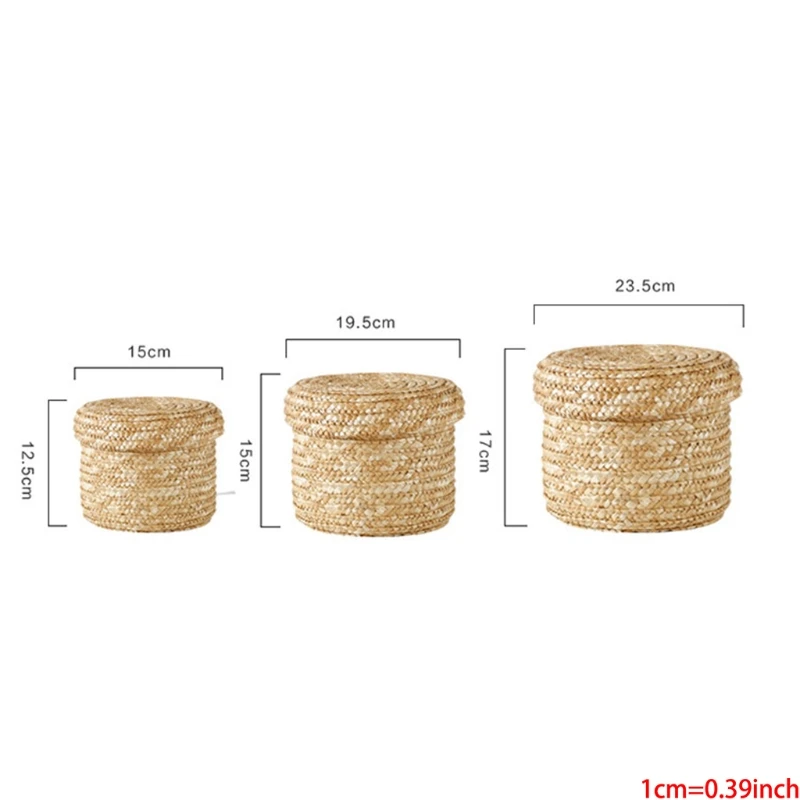 

Handmade Straw Woven Storage Basket With Lid Snack Organizer Storage Box Laundry Baskets Rattan Storage Flower Basket