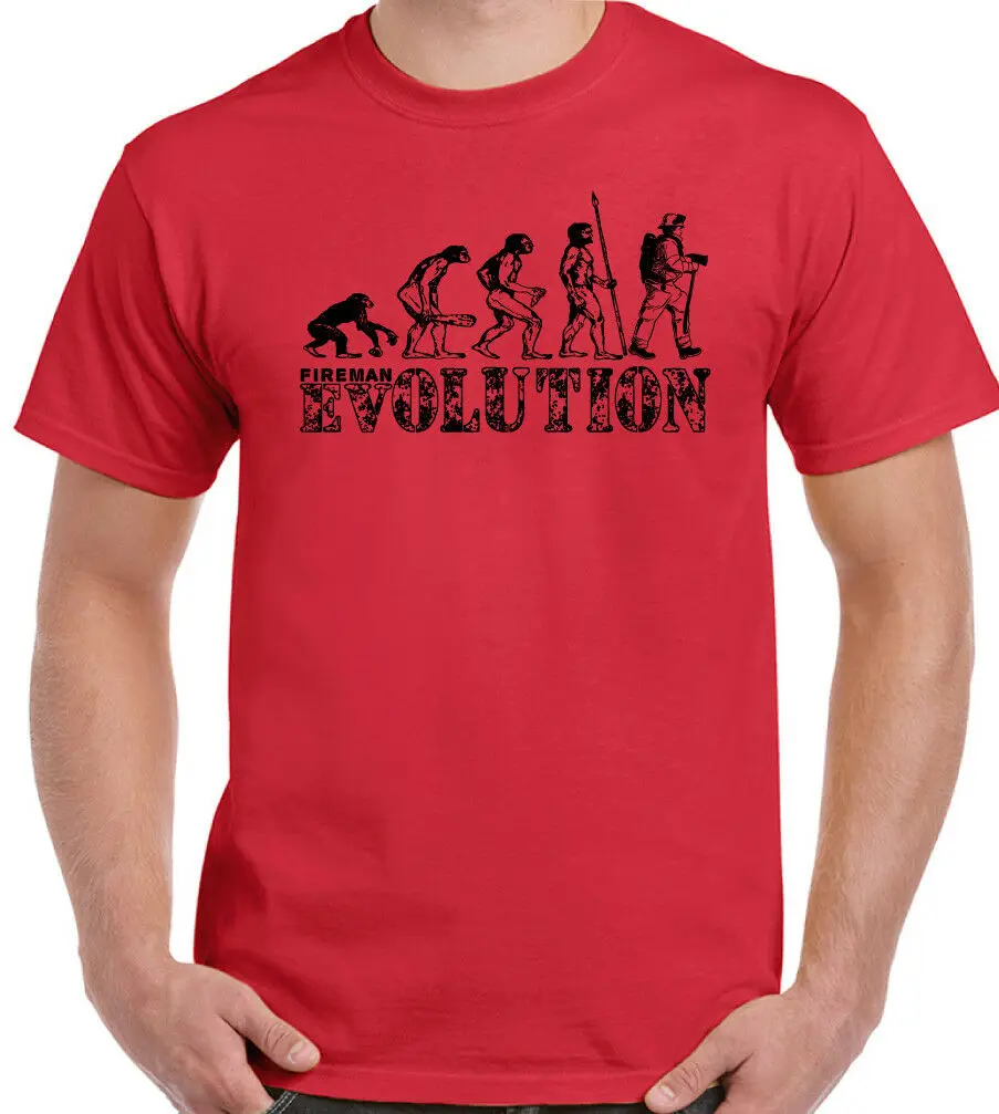 

Fireman Evolution Mens Funny Firefighter T-Shirt Fire Brigade Service Gift